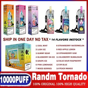 Orijinal Randm Fumot Tornado 10000 Plus Tek Kullanımlık E Sigara Şarj Edilebilir Kabuklu Bobin Vape Kalem Cihazı 20ml Pods Arabalar R ve M Vapes 14 Renkler Puff 10K