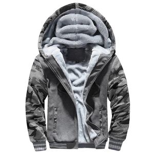 Men's Jackets Thicken Jacket Fleece Lining Winter Warm Hooded Coats Mens Windproof Full Zip Down Casual Outwear Sportswear 231010