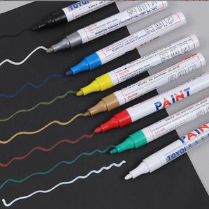 Su geçirmez işaretçi kalem arabası lastik lastik lastik sırtı kauçuk kalıcı solmaz marker kalem boya onarım kalemi beyaz renk kutu ile çoğu yüzeyde işaretler yeni