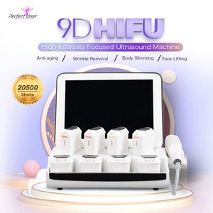 9D HIFU машина для подтяжки лица, оборудование для ухода за кожей, 8 различных картриджей для лечения, оборудование для подтяжки кожи HIFU, 20500 снимков