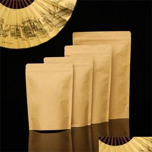 Paketleme çantaları toptan kraft kağıt torba alüminyum folyo torbası gıda çay atıştırmalık kahve depolama yeniden kapatılabilir çantalar koku taşıyan paket ofis sc dhfd1