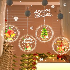 Рождественские светодиодные подвесные светильники на присосках с новым дизайном, украшения окон, маленькие цветные гирлянды в праздничной атмосфере
