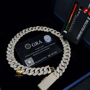 Customized 15mm Ice Out Diamond Cuban Link Vvs Moissanite 925 Sterling Silver Hiphop Necklace Cuban Link Chain
