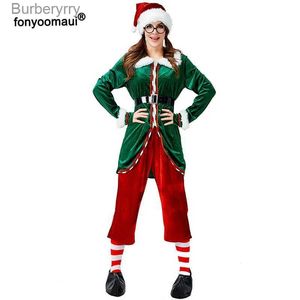 Tema Traje Papai Noel Elf Pequenos Ajudantes Venha Elfos de Natal Adulto X-mas Família Mr Mrs Fleece Velvet Matching Outfit para Homens Mulheres L231010