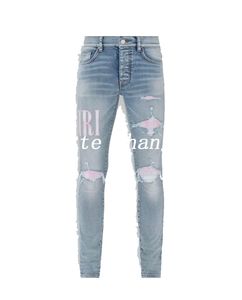 Мужские джинсы Дизайнерские мужские джинсы Джинсы с разрезом Slim Fit Джинсы на бедрах с эластичной резинкой на пуговицах, узкие фиолетовые джинсы настоящая роскошь 765635377