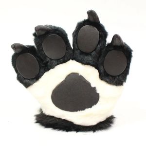 Перчатки с пятью пальцами, милая имитация лапы панды, плюшевые пушистые животные, мягкая игрушка, варежки для косплея M89E 231010