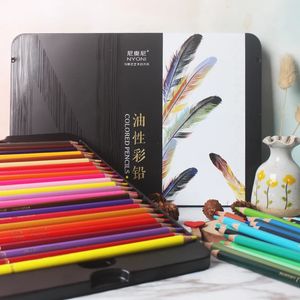 Набор цветных карандашей Crayon NYONI Iron Box De Couleur, деревянные маслянистые цветные карандаши для рисования, детские школьные художественные карандаши 231010