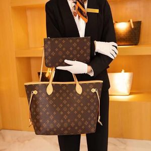 Tasarımcı Tote Çanta Cüzdan ile büyük çanta moda deri kahverengi kafes omuz çantaları yüksek lüks klasik çiçek kontrol omuz çantası