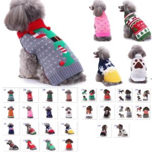 Одежда для домашних животных, костюмы Санты, полосатая вязаная рождественская одежда для собак, верхняя одежда со снежинками и оленями, пальто на Хэллоуин 1011