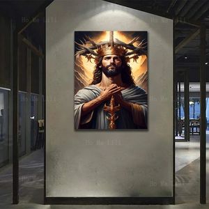 Картины Молитва Господа Иисуса Деве Марии, чтобы показать свет во тьме, настенное искусство для декора гостиной, картина маслом 231010