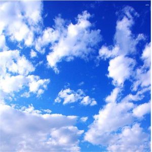 Sfondi Carta da parati murale 3D Cielo blu e nuvole bianche Soffitti con sfondo TV personalizzato