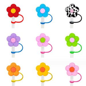 Flores estilos palhas toppers capa coloridos pvc palha proteção bainha poeira plug para 7-8mm bebida canudos encantos