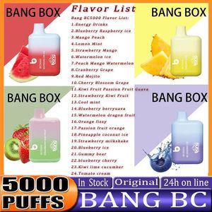 Original Bang Box BC5000 Kit Vape Descartável 24 Sabores 5000 Puffs Recarregável 850mAh Bateria Pré-preenchida 13ml Cartucho Pod Vape Pen