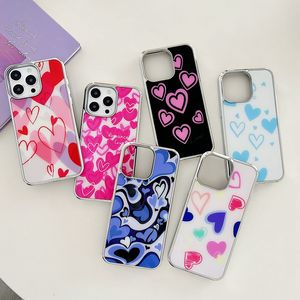 Роскошные чехлы с покрытием Love Heart для Iphone 15 Plus 14 Pro Max 13 Samsung A54 A34 A14 5G A24 A53 A13 S23 Ultra S22 S21 Bling Хромированная гальваническая жесткая задняя крышка из ТПУ из ПК