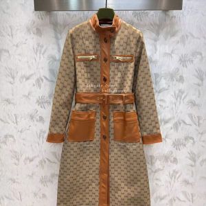 Mulheres trench coats designer de luxo blusão corpo impressão letras jaqueta solta cinto casaco feminino casual longo trench coats