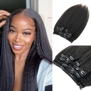 Зажимы для наращивания человеческих волос класса 10А, прямые наращивания на зажимах для чернокожих женщин, 140 г