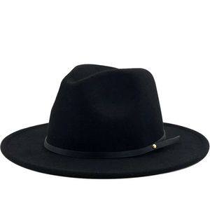 Geniş Memlu Şapkalar Kova Şapkaları 54560cm Kadın Erkekler Yünlü Vintage Gangster Trilby Fedora Şapkası ile Geniş Memlu Beyefendi ile Zarif Leydi Kış Sonbahar Caz Caps 231010