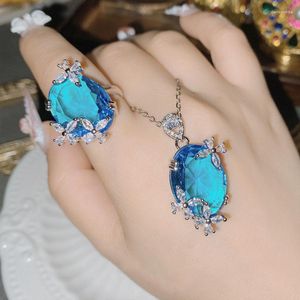 Ожерелья с подвесками овальной формы, роскошные элегантные темно-синие циркониевые ожерелья с бабочкой для женщин, свадебные украшения для балов, женские аксессуары, подарок