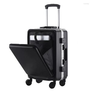 Suitcases Front Open Carry On Luggage With Wheels ABS PC Women Travel Suitcase Men Check In Rolling