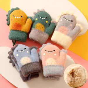 Childrens Mittens Cartoon Dinosaur Baby Gloves Warm Autumn Winter Kids Girl Boy Full Finger Knitted Thick Outdoor Children Toddler 231010