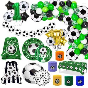 Parti Dekorasyon Futbol Teması Tek Kullanımlık Sofra Kağıt Tabakları Balonlar Balonlar Doğum Günü Dekorasyon Folyo Globos Futbol Spor Malzemeleri
