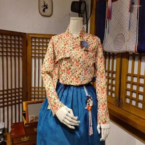 Etnik Giyim Hanfu Elbise Pamuk Üst Etek Geleneksel Kore Yaşamı Asya Pasifik Adaları
