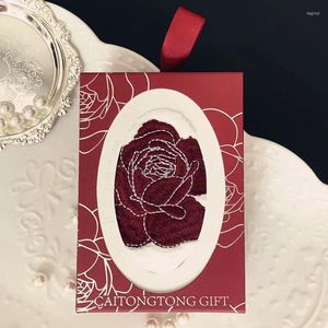Parti Favor 5 PCS Camellia Serisi Şarap Kırmızı Siyah Düğün ve Tatil Havlu Konuklar için İş Hediyeleri Yumuşak Şifa Asmak