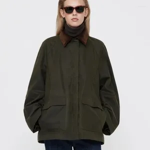 Kadın Ceketleri Sonbahar/Kış Ekleme kadife Rüzgar Geçirmez Pamuk Ceket Askeri Yeşil Retro Çalışma Kadın Goth Giysileri Ceket Kadınlar