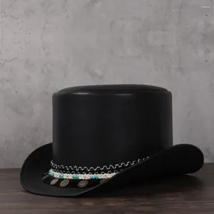 Береты, женский кожаный цилиндр, президентская фетровая шляпа с кисточками, женские волшебные шапки для косплея, дропшиппинг, 3 размера, 13 см