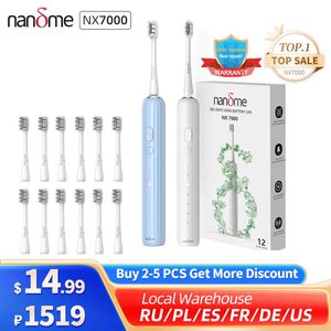 Toothbrush Nandme NX7000 Smart Sonic Electric Toothbrush Ultrasound IPX7 Rechargeable Tooth Brush 5 Mode Smart Time Whitener Teethbrush 231012