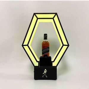 LED Işıklı Viski Şişesi Sunucu Viski Glorifier Champagne Neon Sign Sergi Gece Kulübü Bar Partisi için Şarap Stand Rafı