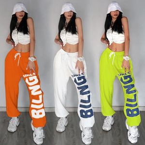 Kadın Pantolon Capris American Retro Mektup Baskı Pantolonları Kadın Spor Hip-Hop Traend Casual Pantolon Dans Caz Performans Gevşek Pantolon 231011