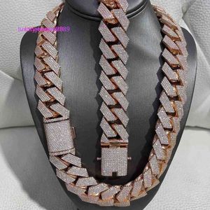 Ожерелья с подвесками в стиле хип-хоп, рэпер, кубинская цепочка из серебра 925 пробы, ширина 25 мм, 4 ряда, Vvs Moissanite, полностью ледяное кубинское звено, ожерелье