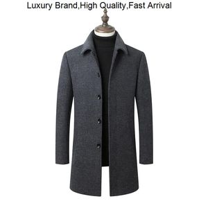 Мужская полушерстяная мужская куртка 2023, весна и бушлат, осенняя длинная куртка, мужская кашемировая мужская полушерстяная куртка, пальто на открытом воздухе 231011