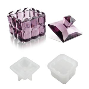 Cajas de joyería DIY Cristal Molde de resina epoxi Superficie cortada Pasta Cubo Caja de almacenamiento Tarro Espejo Molde de silicona 231011