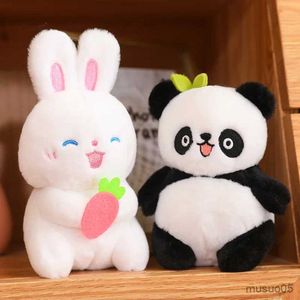 Noel oyuncak malzemeleri sevimli mini tavşan doldurulmuş oyuncaklar komik ip çekme peluş hayvanlar için küçük panda hediye bebek çocuklar için doğum günü Noel R231012