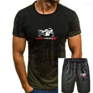 T-shirt dos fatos de treino dos homens para a bicicleta Hon Cbr 1100 Xx Super Blackbird Camiseta Motocicleta Motomen 2023 Verão Em torno do pescoço Homens T