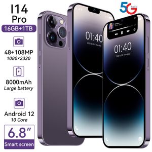 I14 Pro Mobil Akıllı Telefon Kapsülü Ekran 6.8 inç 2GB+16GB True 4G 5G Android Akıllı Telefon. İPhone değil.