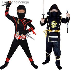 Тематический костюм для мальчиков Ниндзя Делюкс для детей с аксессуарами для оружия Детский наряд кунг-фу Идеи для Хэллоуина Подарки с байонетными игрушкамиL231013