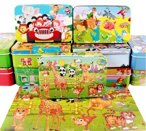 New 60 Pieces Wooden Puzzle Kids Toy Cartoon Animal Wood Jigsaw Puzzles Child Early Educational Learning Toys for Christmas Gift