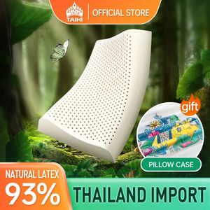Pillow TAIHI Thailand Latex Pillow For Neck Pain Protect Vertebrae Health Care Orthopedic Massage Pillows For Sleeping For Bedroom 231013