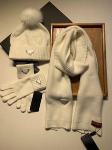 Brand hat and scraf designer gloves 3Sets men women winterr hat scarf Wool Hawaiian scarf Hat glove set box