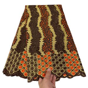 Yqoinfks Afrikalı kadınlar giyinmiş İsviçre voil dantel pamuk kumaş rhinestones ile 5 metre dikiş zanaat düğün partisi nijeryalı modern stil tasarım2023 yeni varış yq-5184