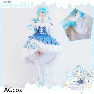 Тематический костюм 2019 Snow Miku Косплей Vocid Princess Miku Косплей Come Woman Рождественский подарок Платье Наряды Аниме Cos Наборы одеждыL231013