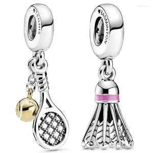 Loose Gemstones Original Loves Tennis Racket & Ball Badminton Birdie Pendant Beads Fit Europe 925 Sterling Silver Charm Bracelet DIY Jewelry