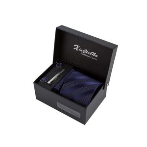 Boyun bağları fabrika satış markası şerit kravat seti lacivert gravata kravat hankie cufflinks hediye kutusu jacquard dokuma resmi giyim hombre black 231013