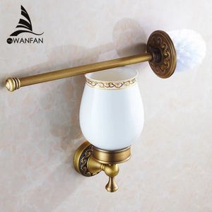 Tuvalet Fırçaları Tutucu Tuvalet Fırça Tutucular Antika Bronz Katı Pirinç Tuvalet Kasesi Fırça Temiz Seramik Banyo Aksesuarları WC Borstel Fırça 3709F 231013