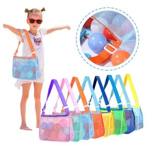 Персонализированные детские сумки-ракушки для лета, уличная пляжная вечеринка, сумка для сбора игрушек с застежкой-молнией, красочная сетчатая сумка