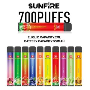 Верхний аутентичный солнечный огонь TPD 700 Puffs Ondesable Vape Pen 2ml E Сигарета 0% 20% 30 мг 50 мг 550 мАч. Вейпер -слоено