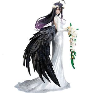 Trajes de mascote 25cm anime figura overlord albedo rei morto-vivo branco vestido de casamento modelo bonecas brinquedo presente coletar ornamentos em caixa material pvc